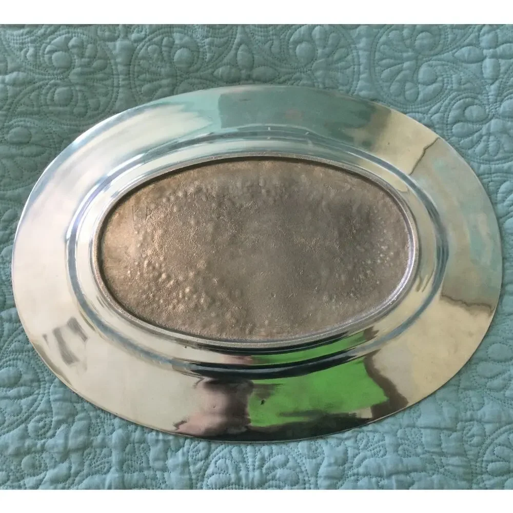 Oval Seashell Serving Platter Sandcast Aluminum 17" - Picture 5 of 7